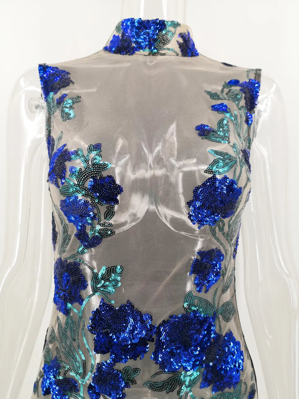 Red Rose Sequin Dress For Elegant Party