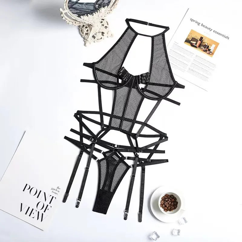 Black Erotic Mesh Lingerie set