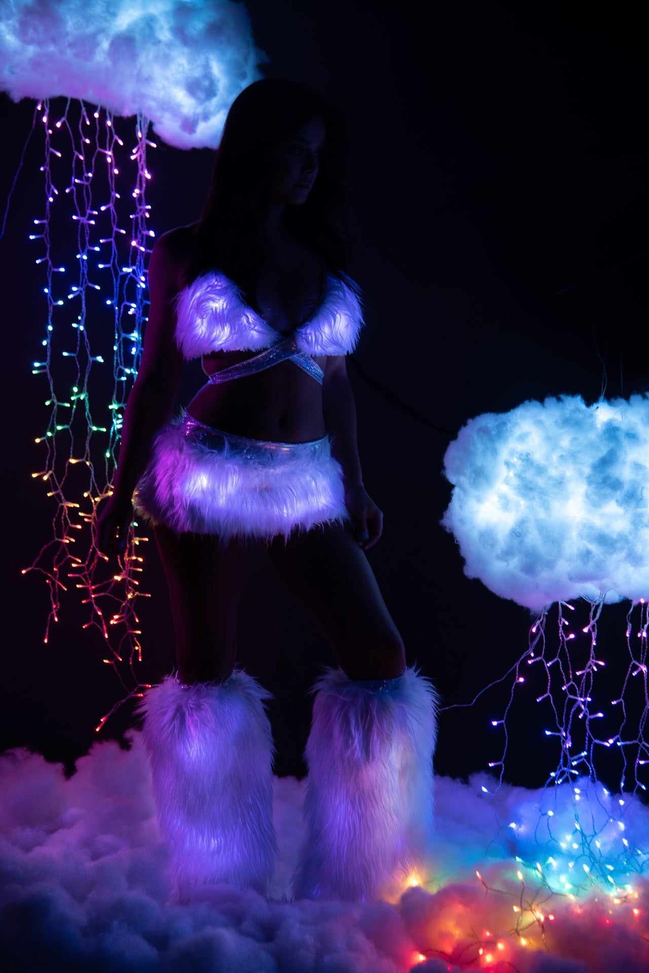 FAUX FUR LIGHT-UP WRAP TOP - FF426