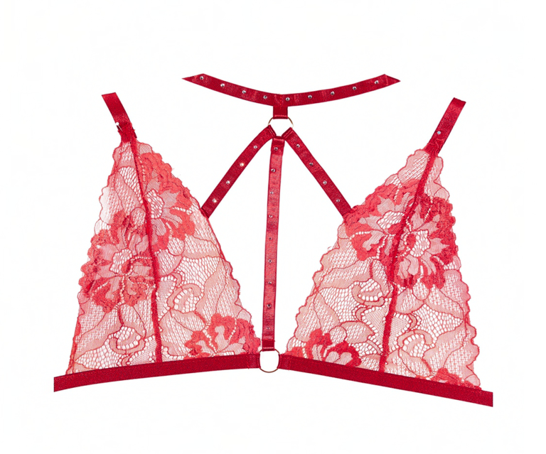 Crotchless Strappy Bralette & Panty Set