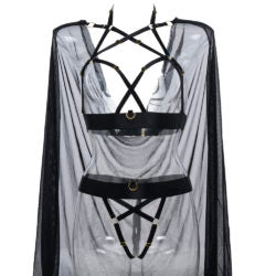 Sweet Little Lies Cape, Harness Top and Panty Set