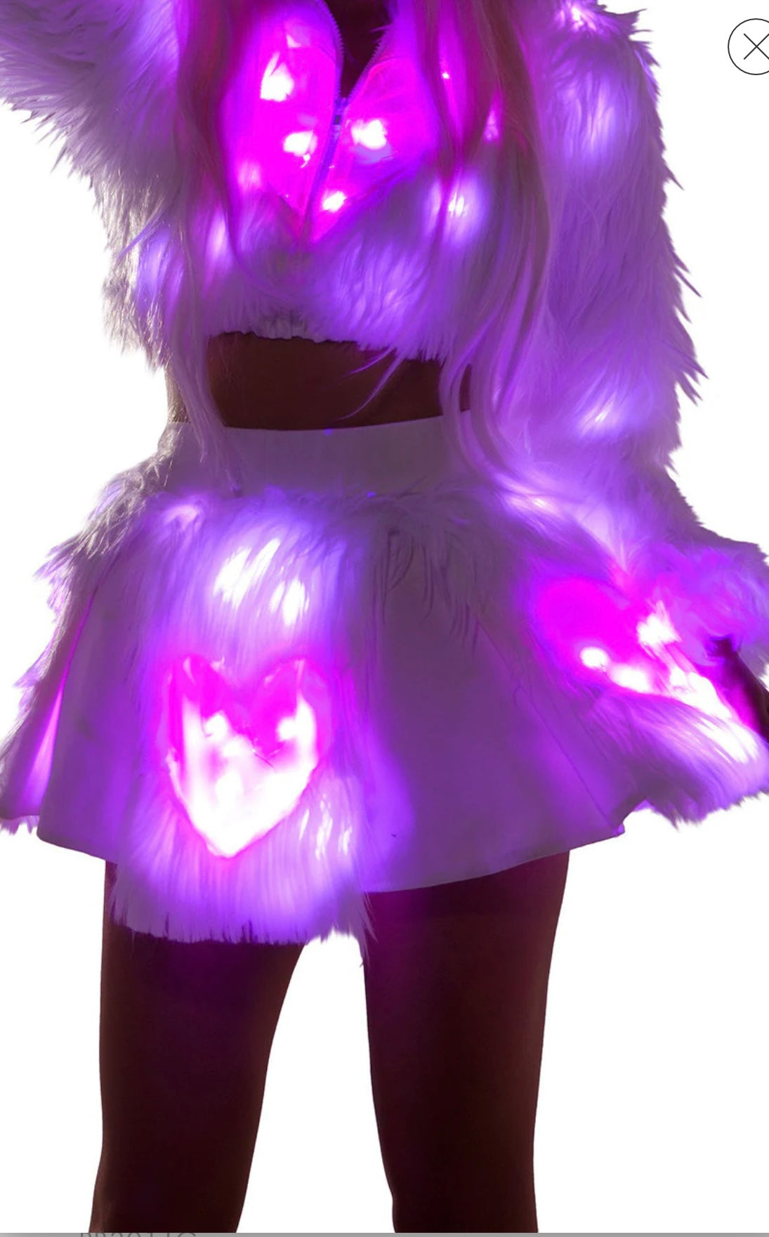 J Valentine White Pink LED light up  Heart Skirt