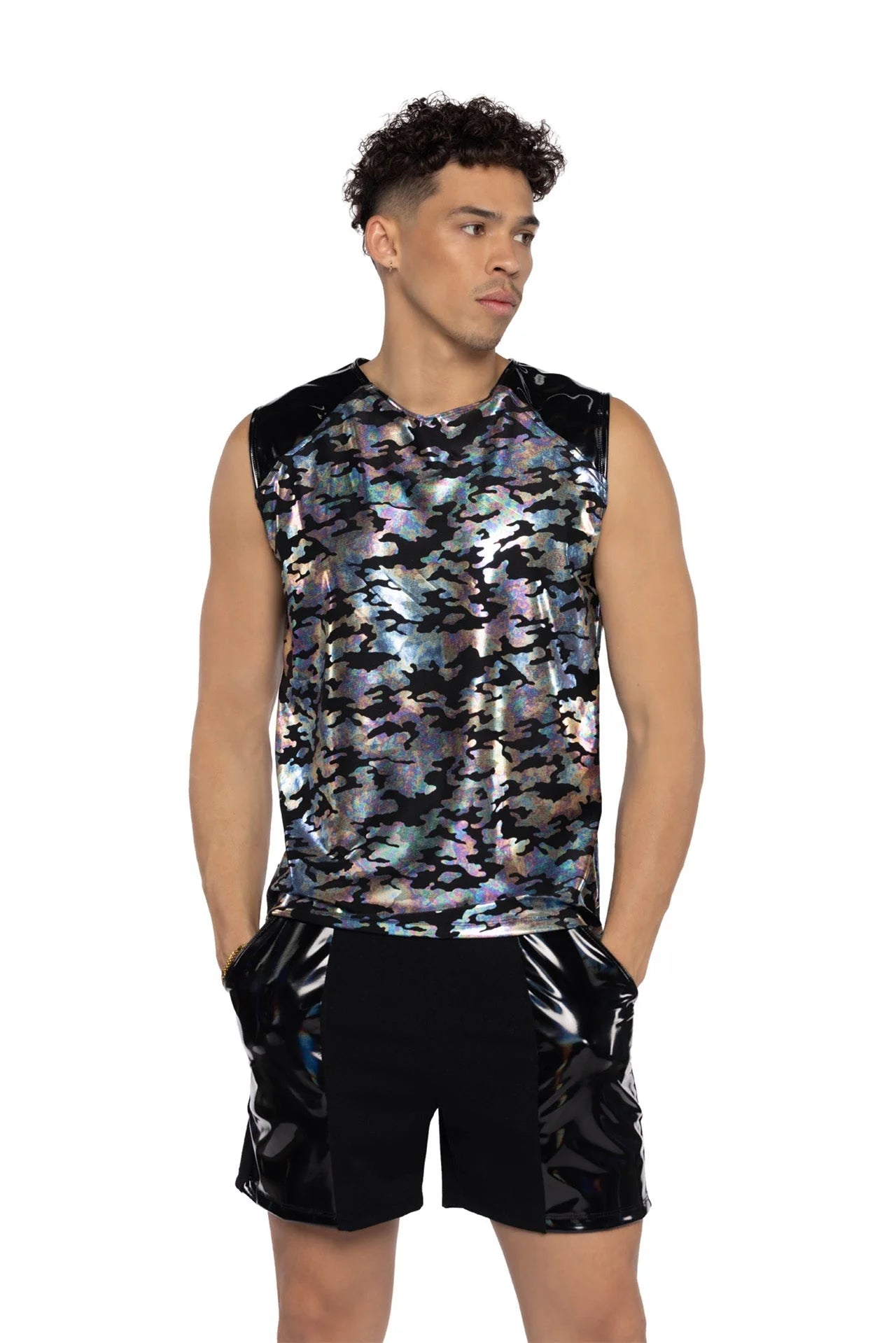 TWO-TONE BOARD SHORT AND SLEEVELESS SHIRT