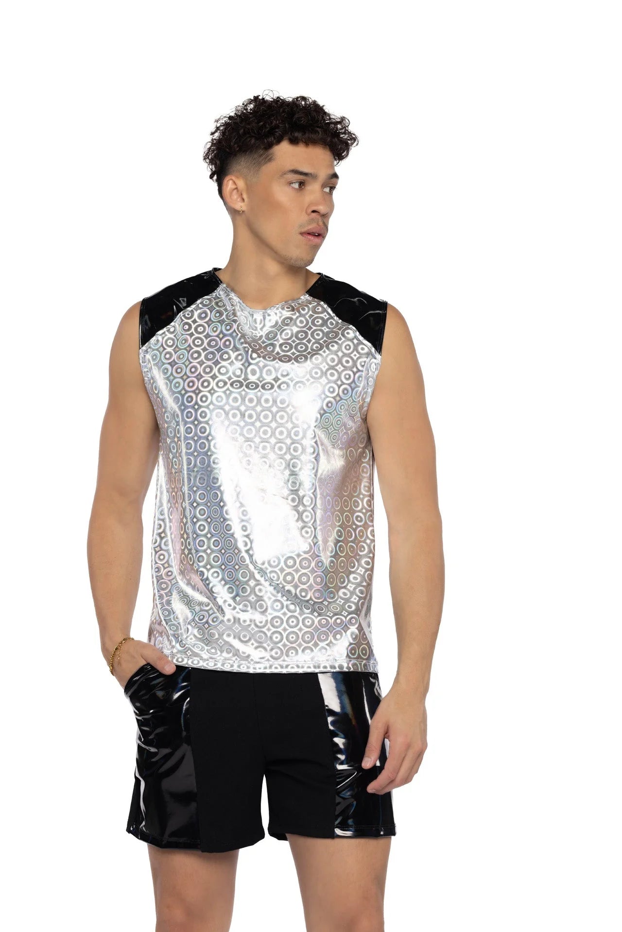 TWO-TONE BOARD SHORT AND SLEEVELESS SHIRT