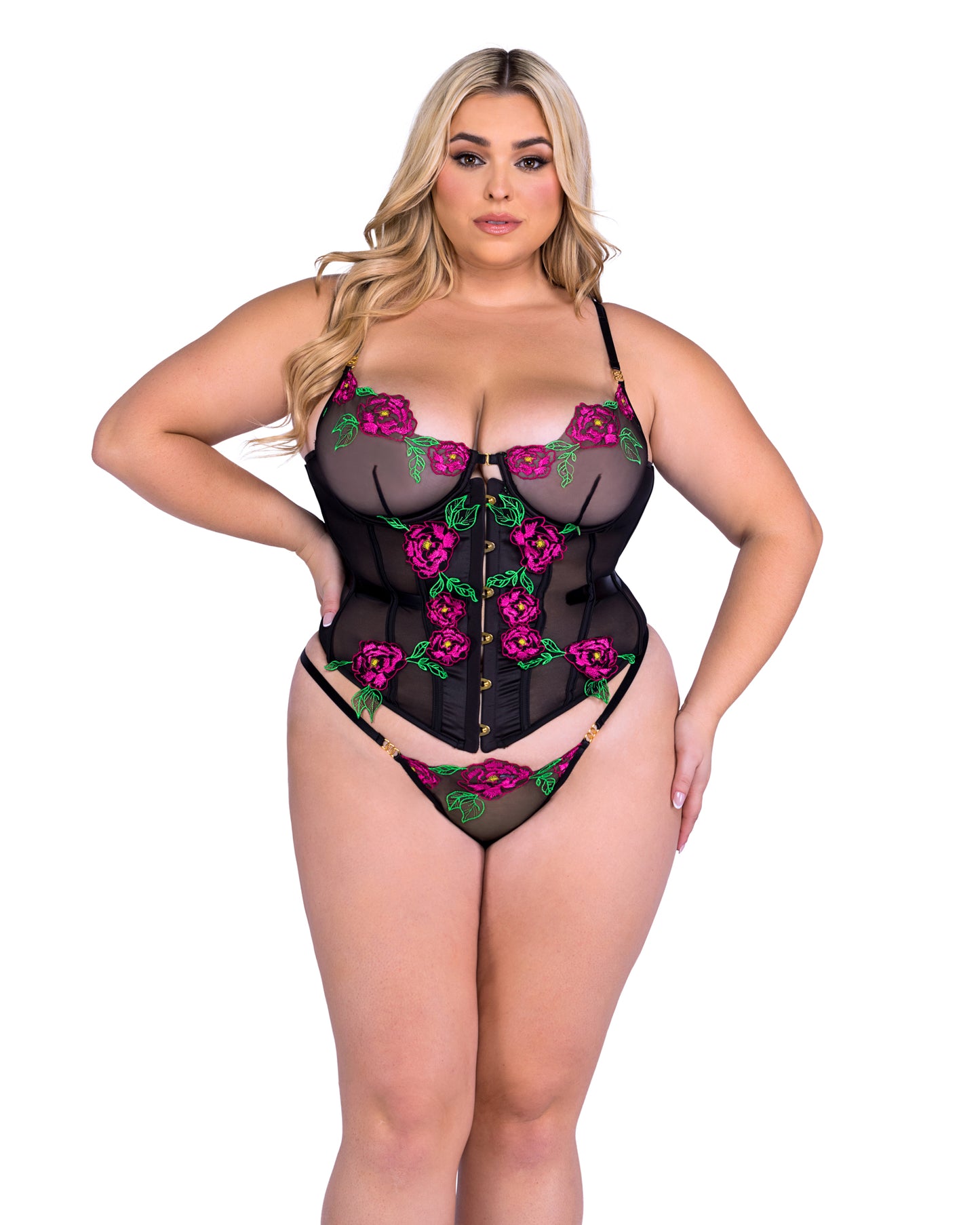 Sexy 2 piece set Peony Paradise Corset 2-Piece Set Music Festival Fit Roma
