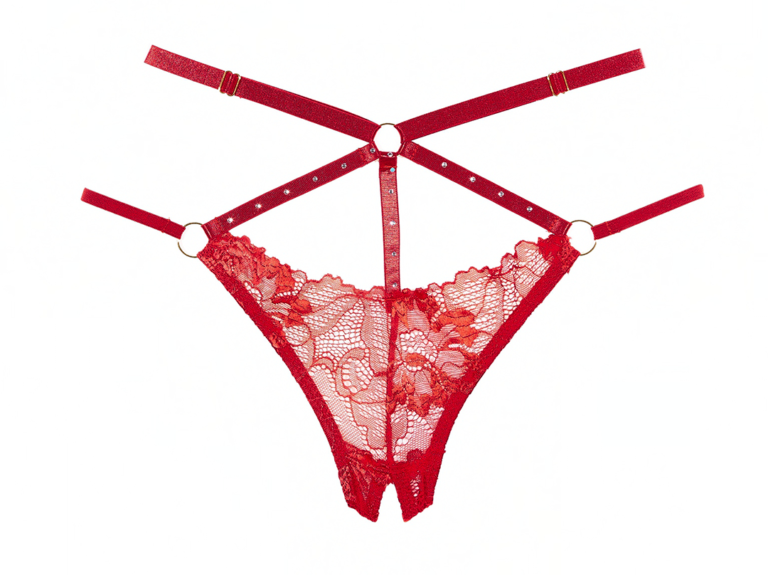 Crotchless Strappy Bralette & Panty Set