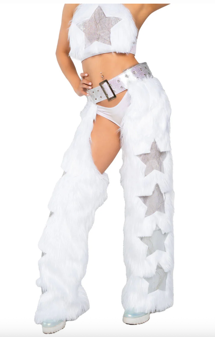 Light-Up Faux Fur/Glitter Vinyl Star Chaps