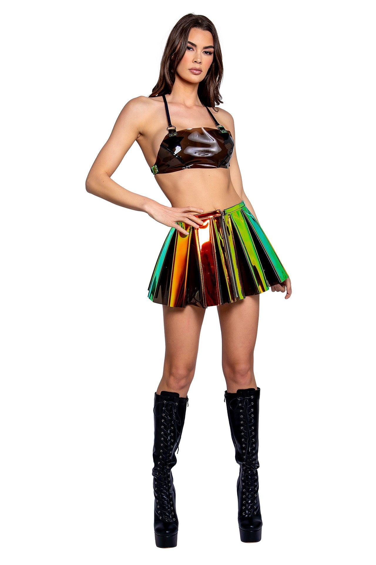 VINYL PLEATED SKIRT - FR120