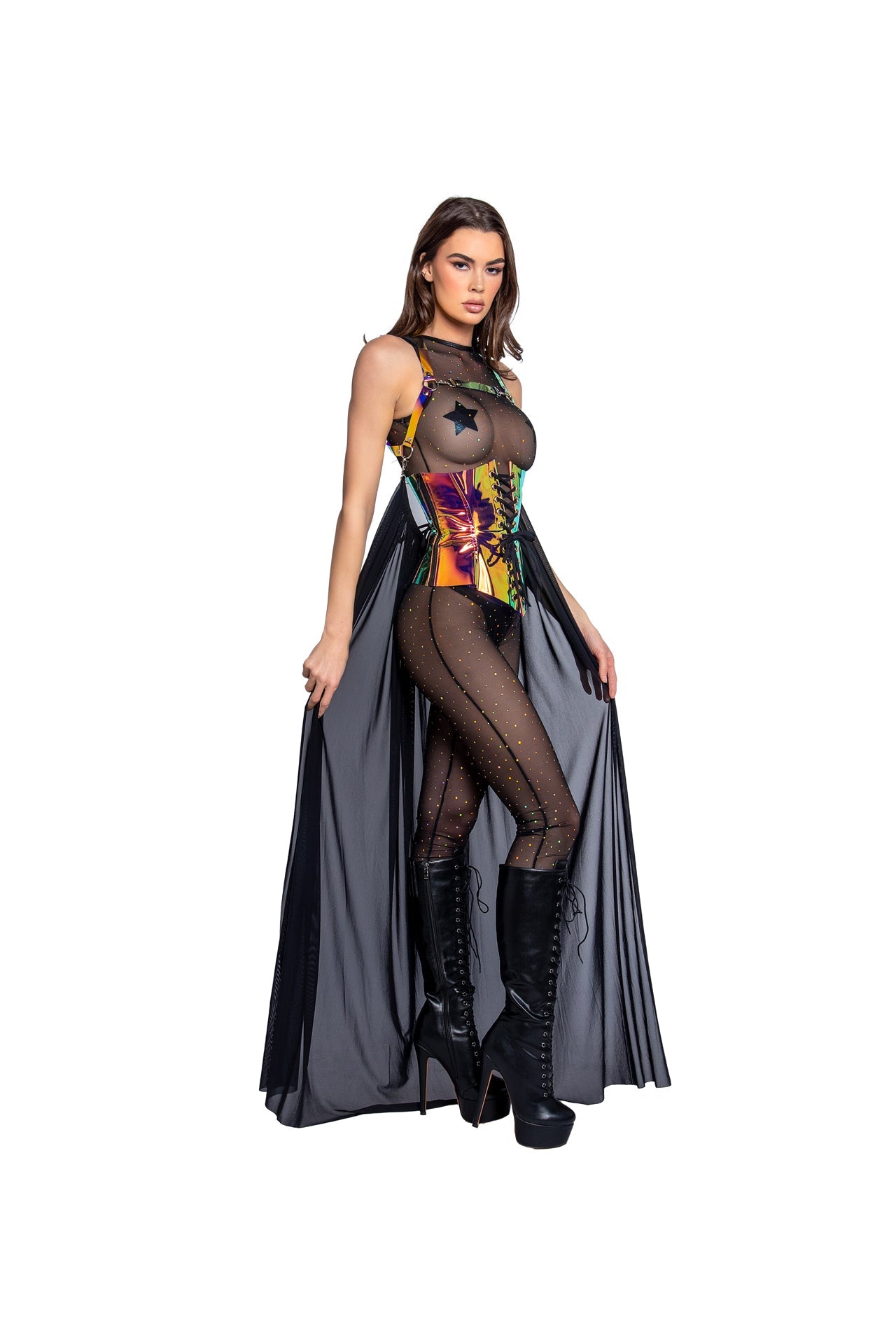 HOLOGRAPHIC DOT MESH CATSUIT - FR147