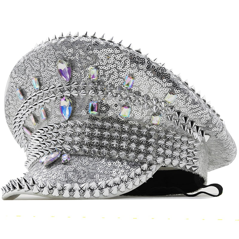 Steampunk Military Hat with Gold Rivet
