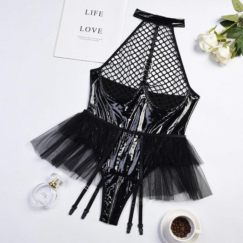 One Piece  Leather Women Bodysuit