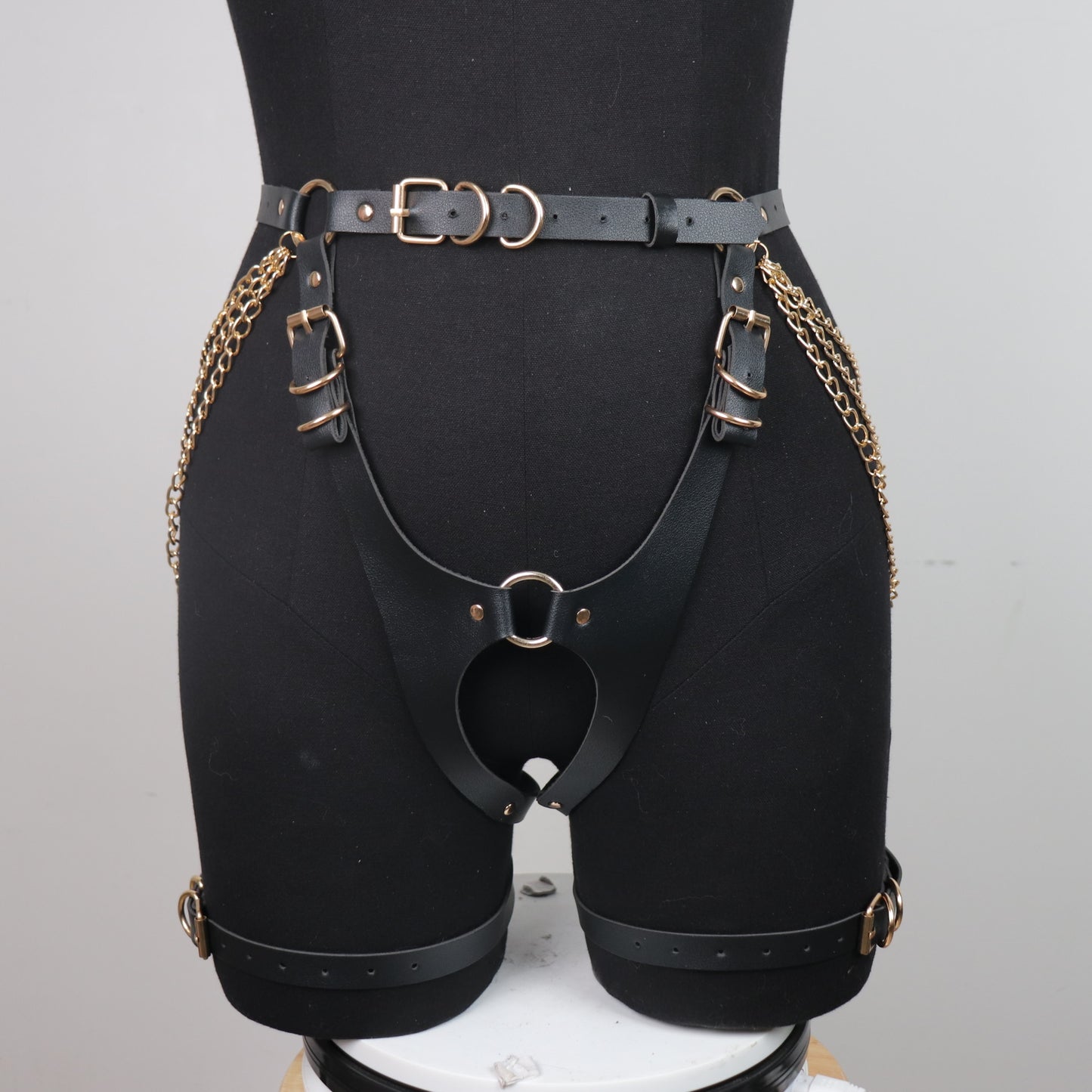 Sexy Goth Harness Gold Chain Bra